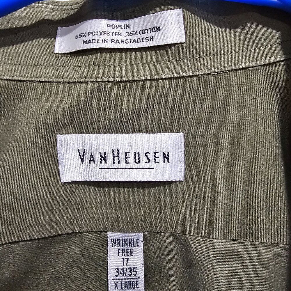 Men's Van Heusen Olive Green LongSleeve Size‎ 17, 34/35 XL - Picture 7 of 8
